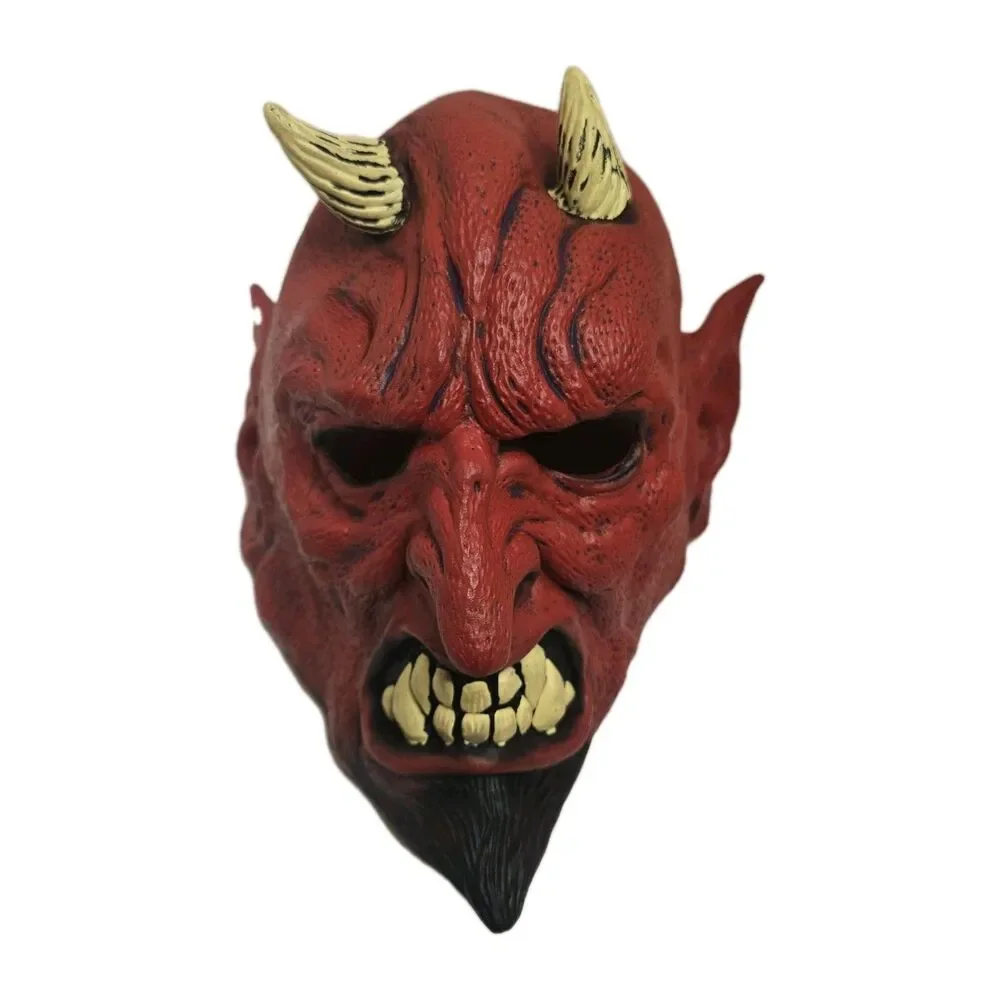 VTG 2000 Don Post Studios Red Devil Gore Demon Horns Beard Adult Halloween Mask